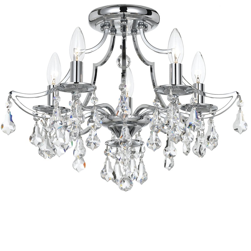 Crystorama 5930-CH-CL-MWP Cedar Five Light Semi Flush Mount Polished Chrome