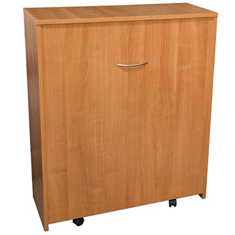 DOLCI SOGNI Mobile Letto A Scomparsa Singolo 80×190, 100% Made in Italy, Letto a Scomparsa con Mobile dotato di Rete a Doghe in Legno e Materasso, Legno Beige, Letto Pieghevole Estraibile