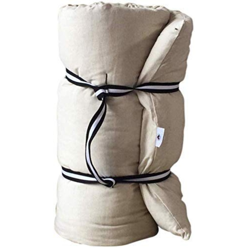 FUTON ITALY – Futon 65 x 200 x 8 cm, pieghevole e trasportabile, per shiatsu, yoga e massaggio:in puro cotone + cintura Yogi (Lino)