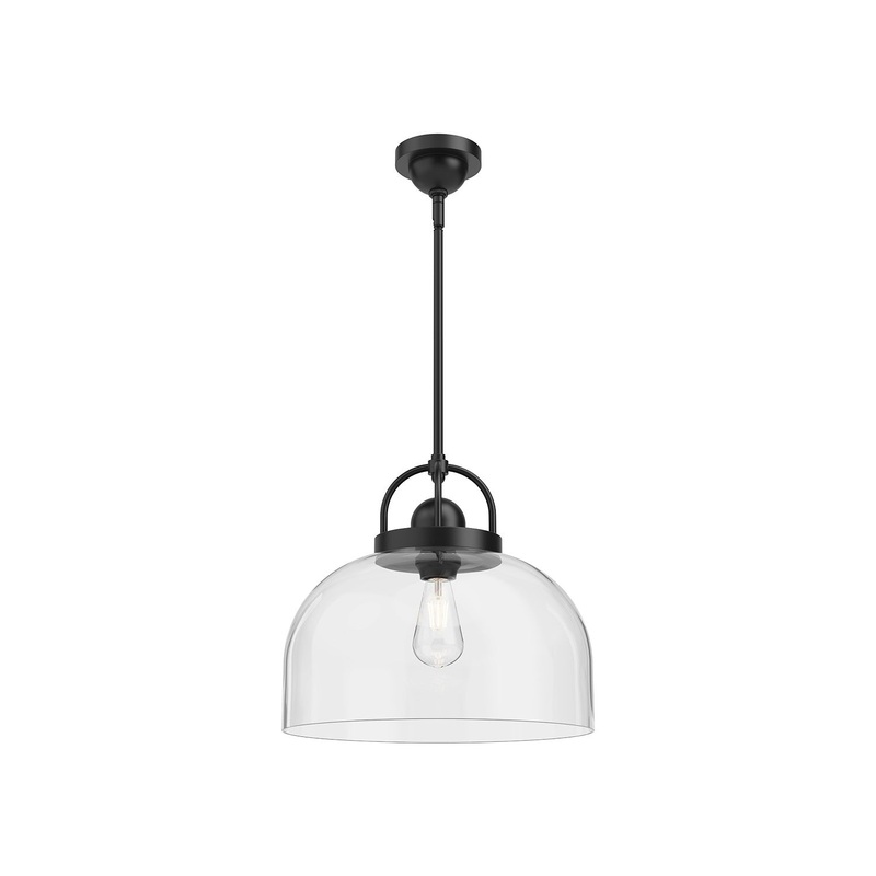 One Light Pendant from the Lancaster Collection in Aged Gold|Chrome|Matte Black Finish by Alora