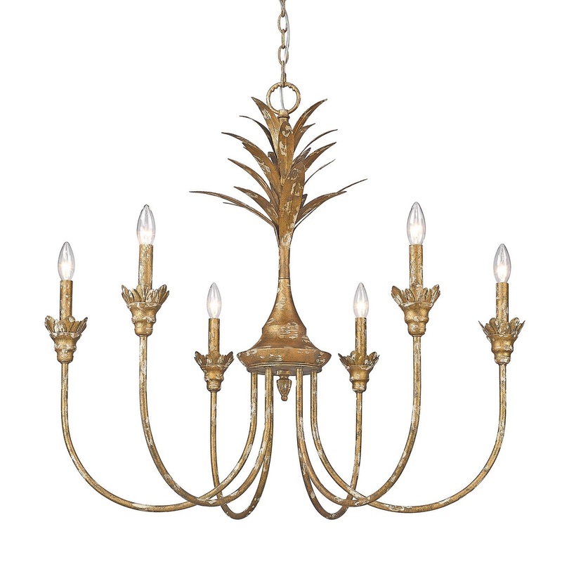 Six Light Chandelier from the Lillianne HG Collection in Heirloom Gold Finish by Golden