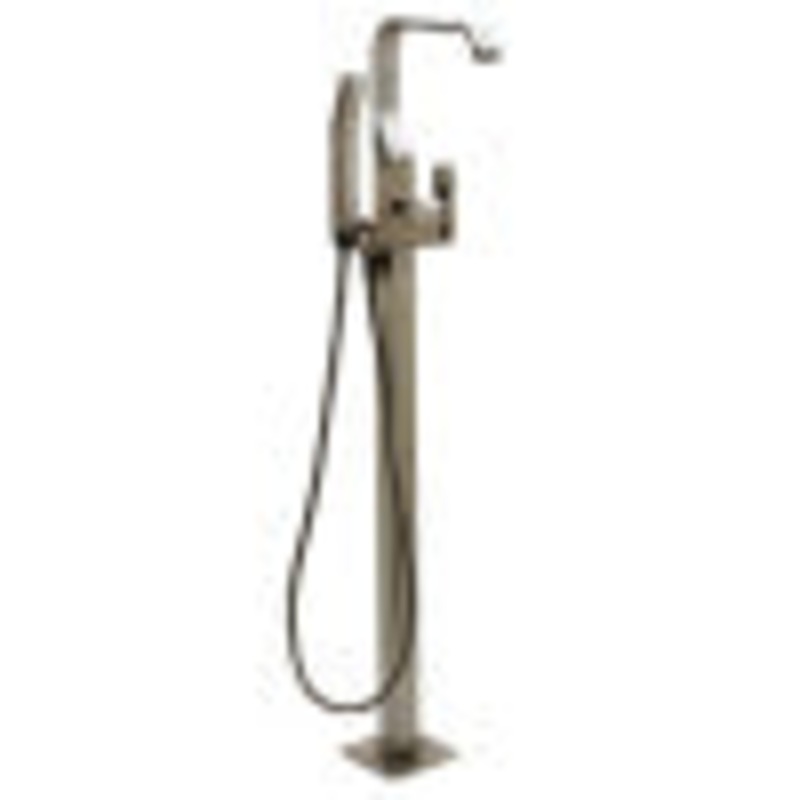 ALFI brand AB2180-BN Brushed Nickel Single Lever Floor Mounted Tub Filler Mixer w Hand Held Shower Head