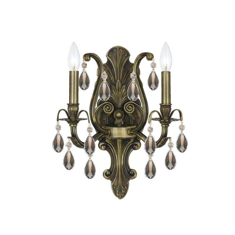 Crystorama 5563-AB-GT-MWP Dawson Two Light Wall Sconce Antique Brass