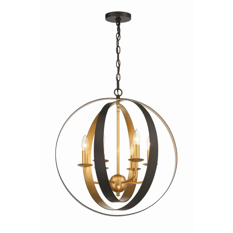 Crystorama 585-EB-GA Luna Six Light Chandelier English Bronze / Antique Gold
