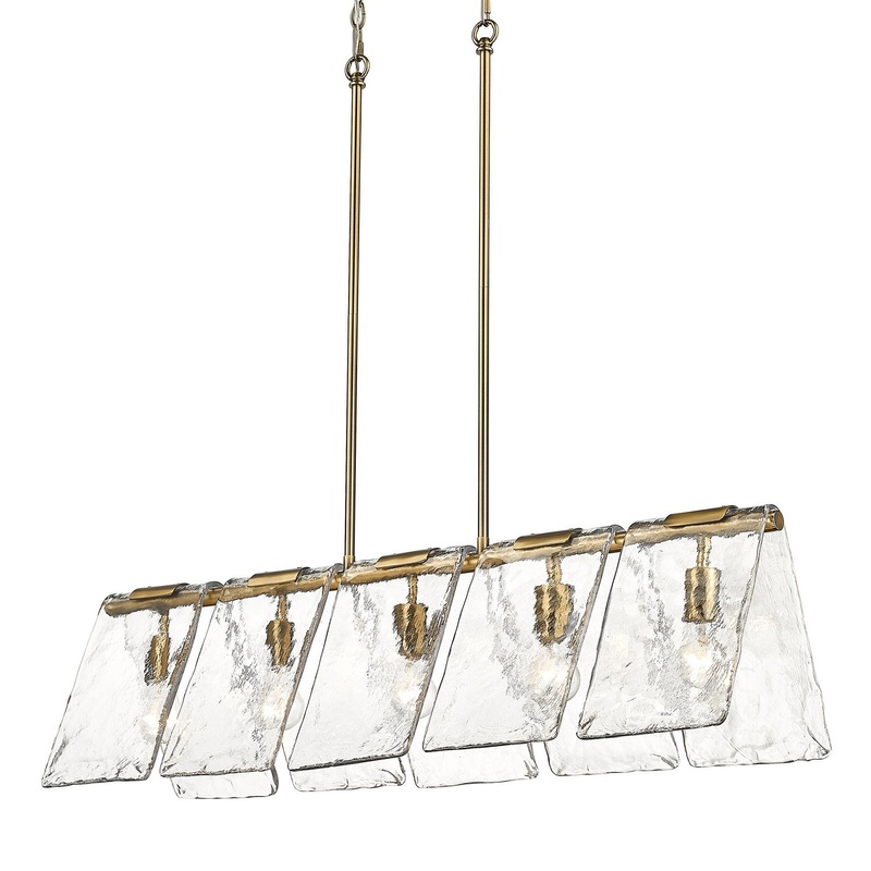 Five Light Linear Pendant from the Serenity Collection in Modern Brass Finish by Golden