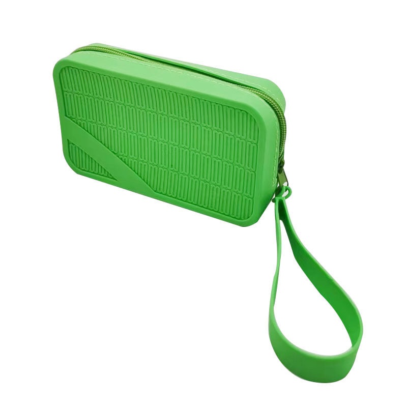 Grass green Silicone Zipper Storage Pouch – Stylish Multi-Purpose Organizer with Wrist Strap