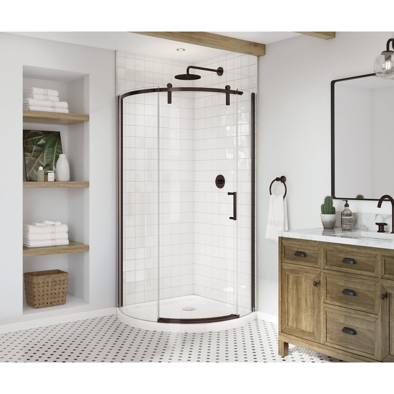 MAAX 139410-900-173-001 Outback Round 36 x 36 x 75 5/8 in. 8mm Sliding Shower Door for Corner Installation with Clear glass in Dark Bronze