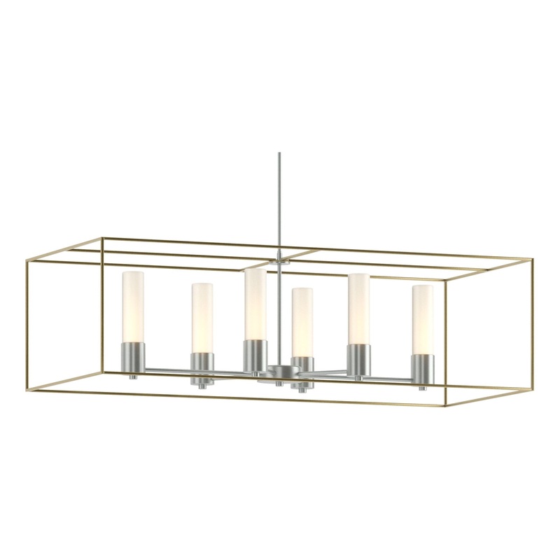 Portico Pendant Vintage Platinum Modern Brass Opal Glass (GG)