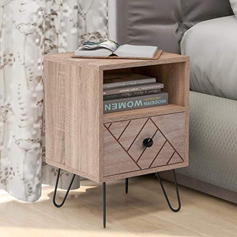 Q-HL Comodino Cabina da Comodino Cabinet Storage Comodino 1 Cassetto con Manici in Metallo E Corridori per Camera da Letto Soggiorno Camera da Letto