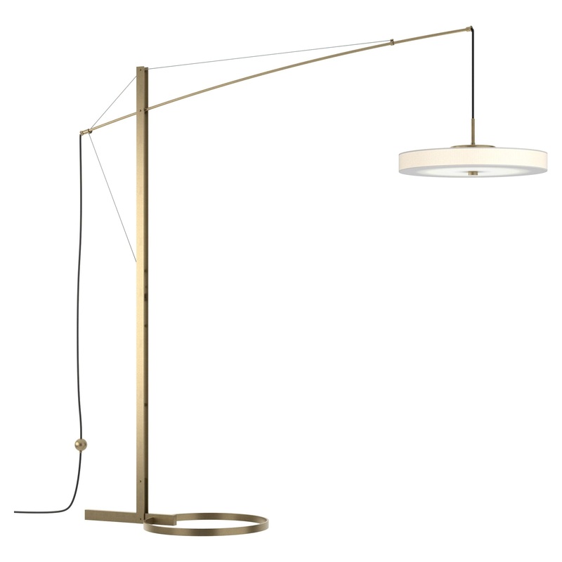 Disq Arc LED Floor Lamp Soft Gold Spun Frost (SH)