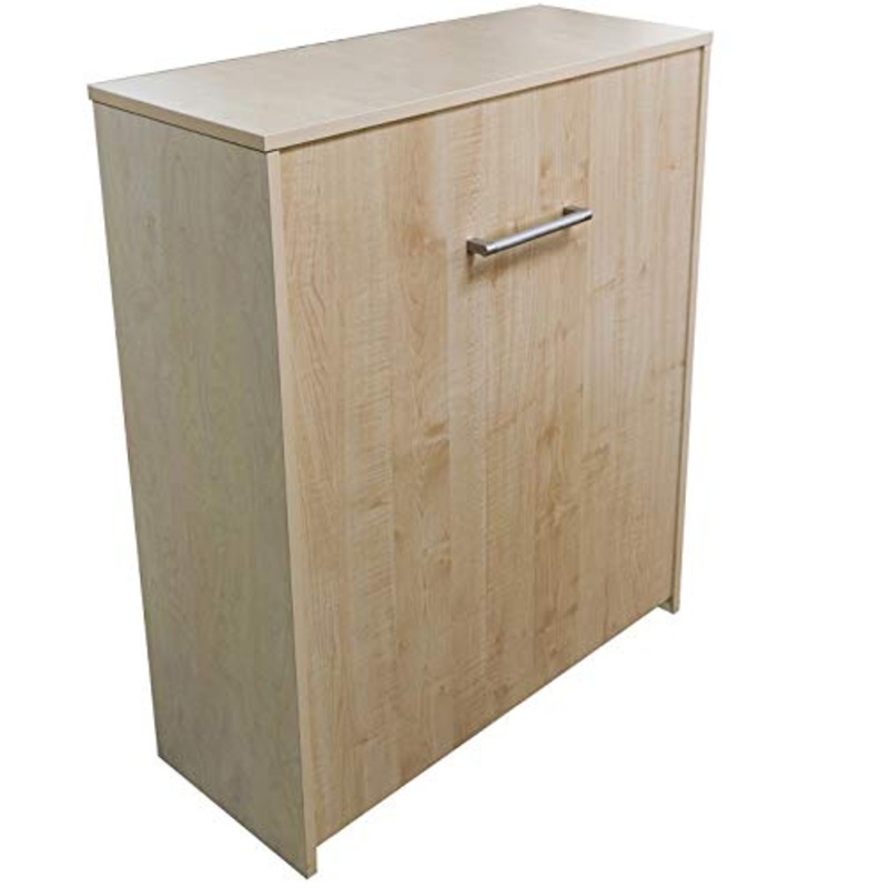 DOLCI SOGNI Mobile Letto A Scomparsa Singolo 80×190, 100% Made in Italy, Letto a Scomparsa con Mobile Dotato di Rete a Doghe in Legno e Materasso, Legno Chiaro, Letto Pieghevole Estraibile