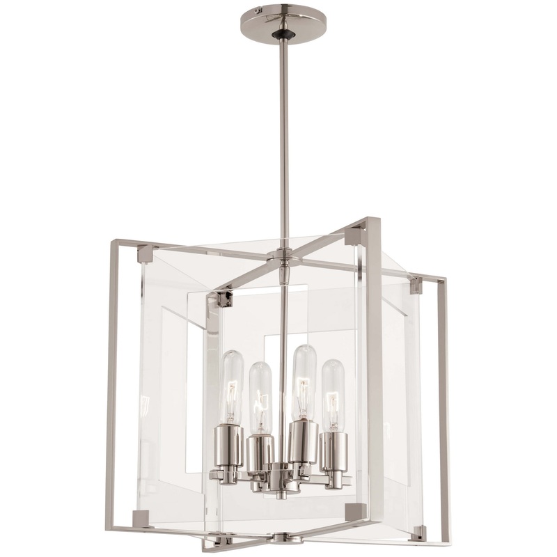 Four Light Pendant from the Crystal Clear Collection in Polished Nickel Finish by George Kovacs
