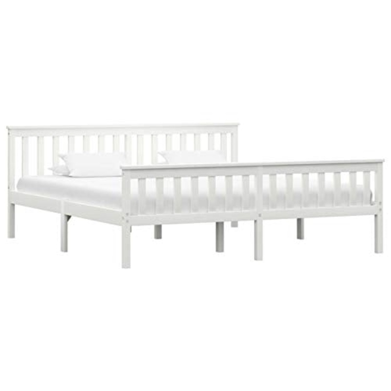 Lasamot Struttura Letto in Legno massello di Pino per Adulti, Bambini, Struttura Letto con 4 cassetti, Bianco, Dimensioni Materasso Adatte 180×200 cm (Senza Materasso)