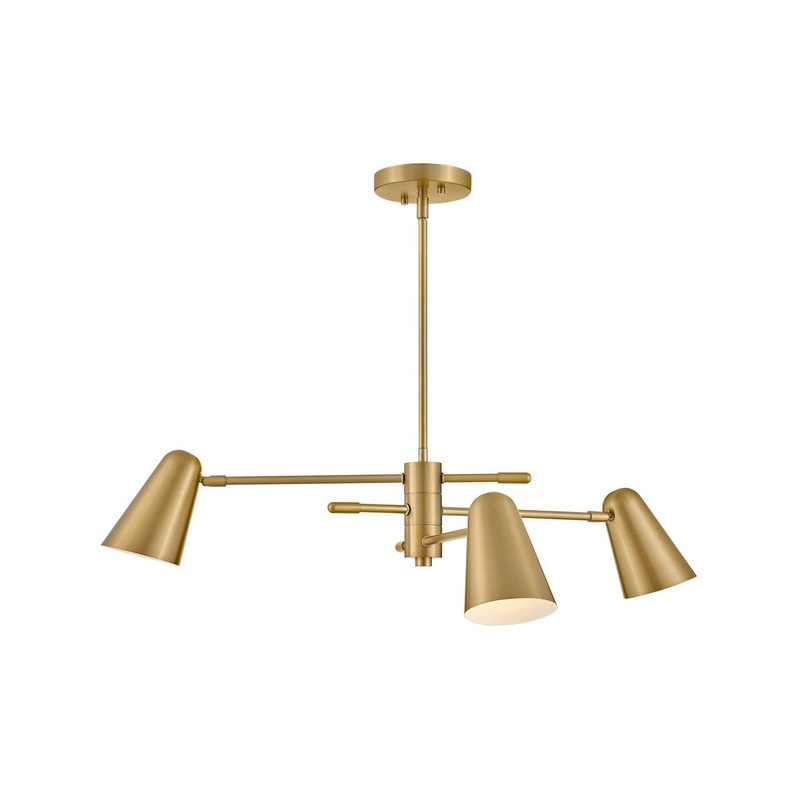 LED Chandelier from the Birdie Collection in Lacquered Brass Finish by Lark