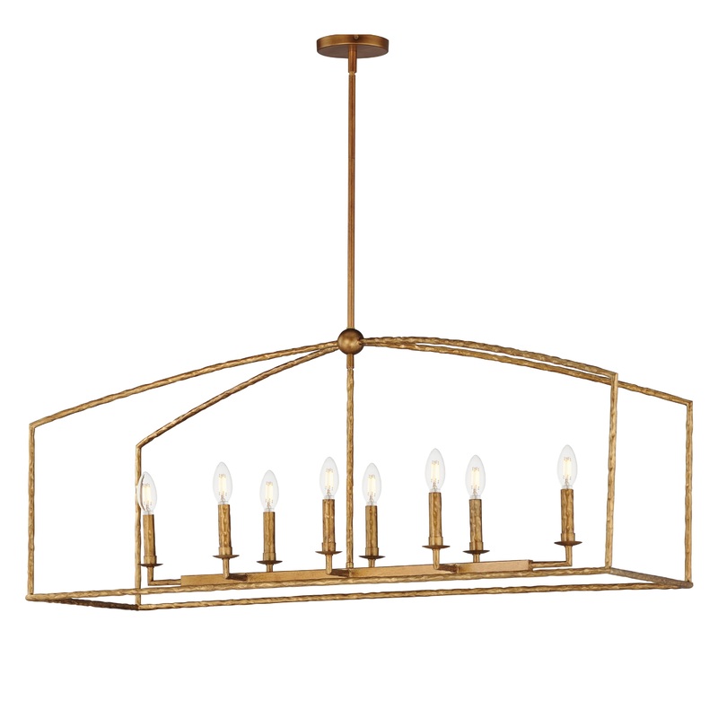 Martel 8-Light Linear Chandelier Etruscan Gold