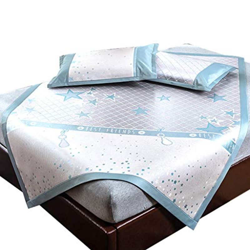 Materassino in Seta di Ghiaccio, 600D Ice Silk e 3D Maglia Traspirante, Rinfrescante e Confortevole Letto Matrimoniale, Lavabile (Color : F, Size : 1.51.95m)