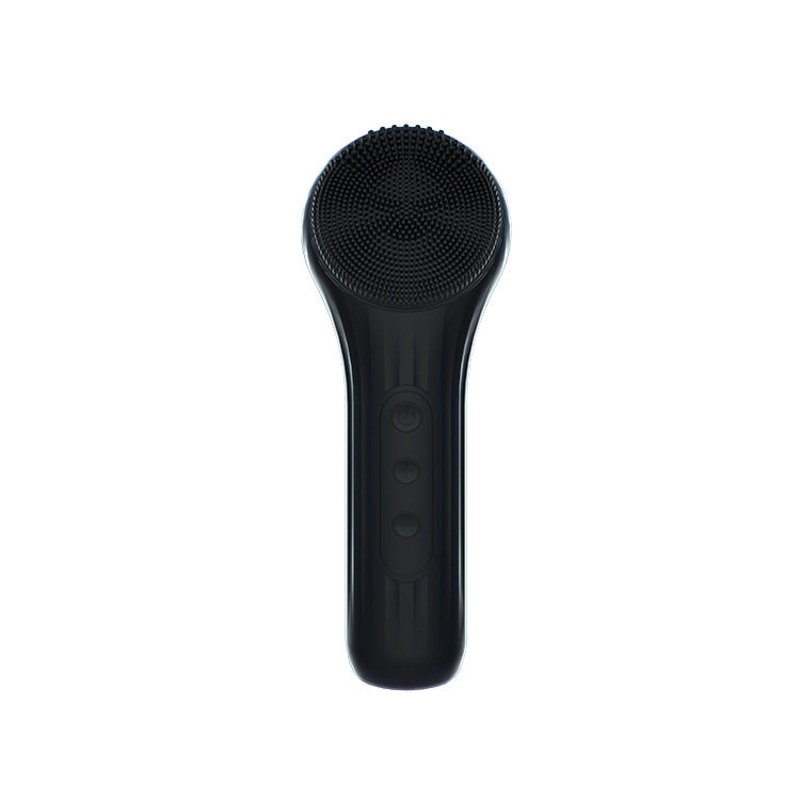 Silicone Facial Cleansing Brush – 6-Speed Vibration, Food-Grade Antibacterial Material with Warming Function(Black)