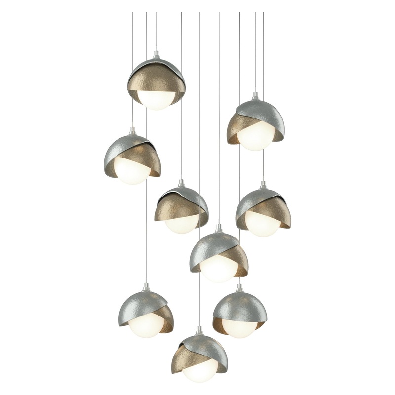 Brooklyn 9-Light Double Shade Pendant Vintage Platinum Soft Gold