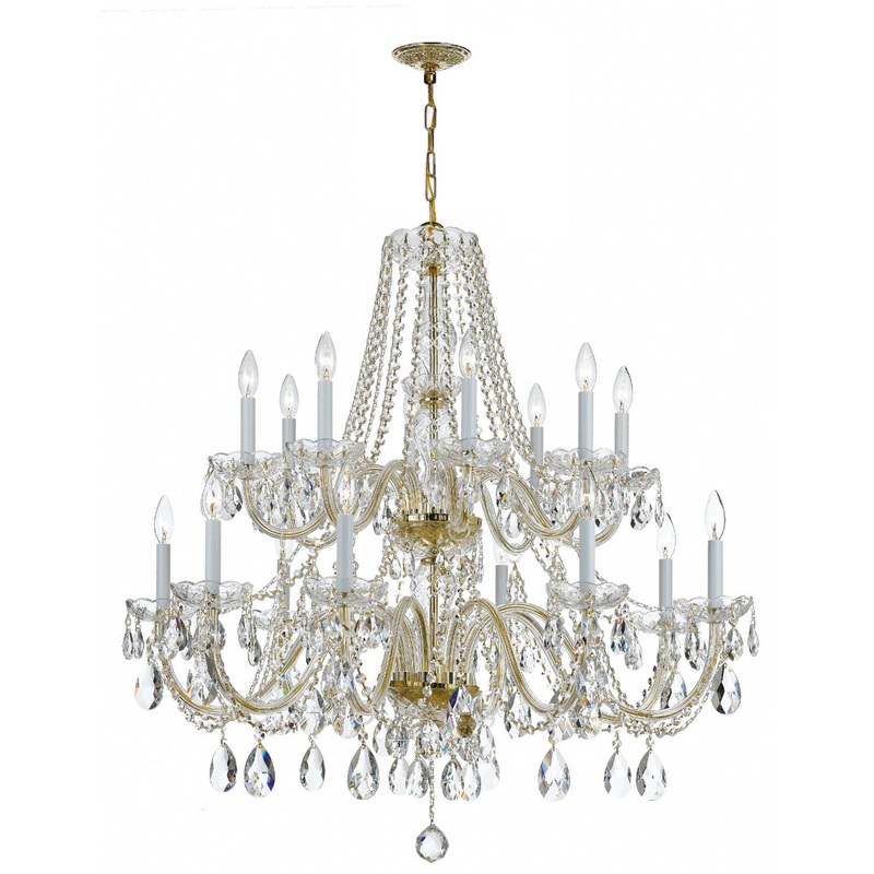 Crystorama 1139-PB-CL-MWP Traditional Crystal 16 Light Chandelier Polished Brass