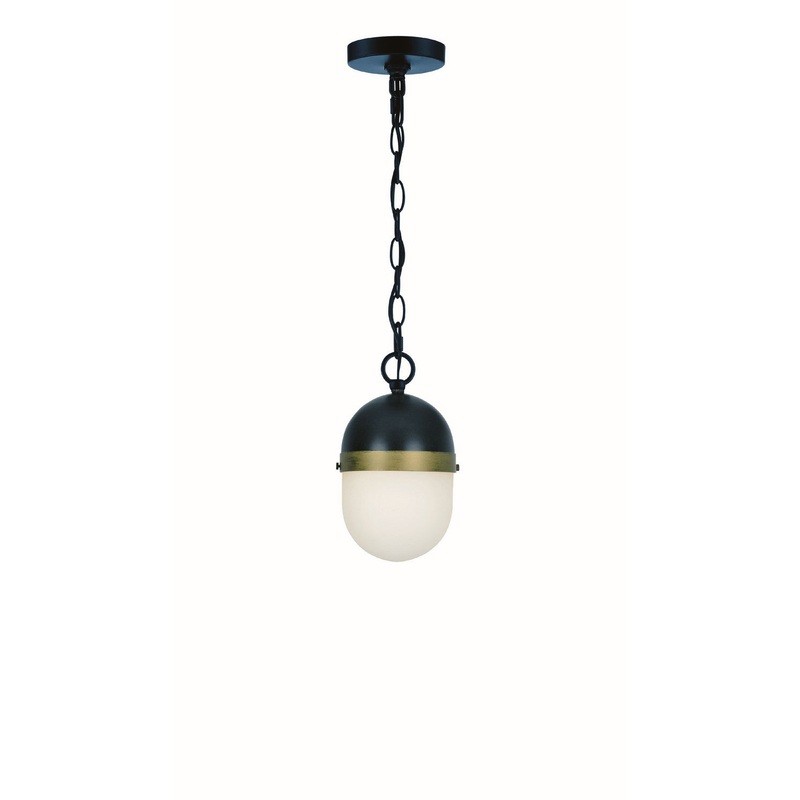 Crystorama CAP-8505-MK-TG Capsule One Light Outdoor Pendant Matte Black / Textured Gold
