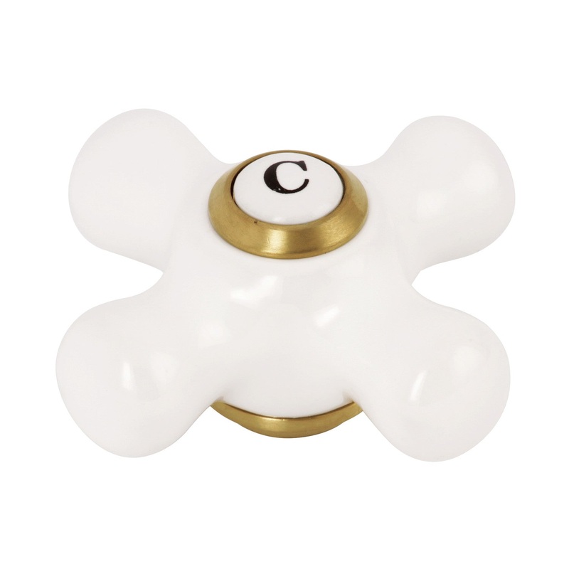 KSH3607PXC Cold Porcelain Cross Handle, Brushed Brass