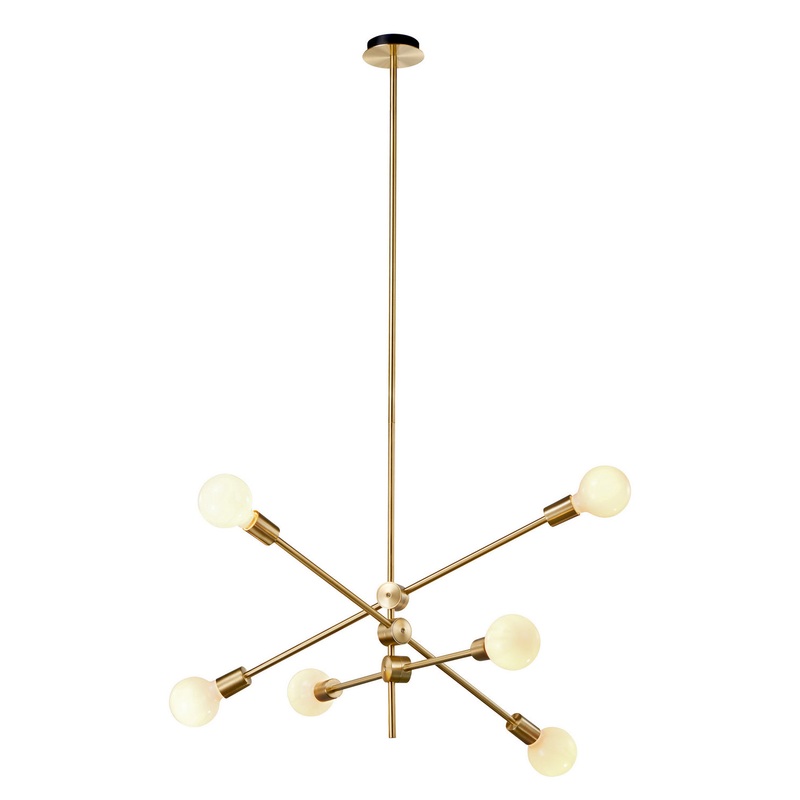 LED Chandelier from the Stria Collection in Brushed Brass Finish by Stone Lighting