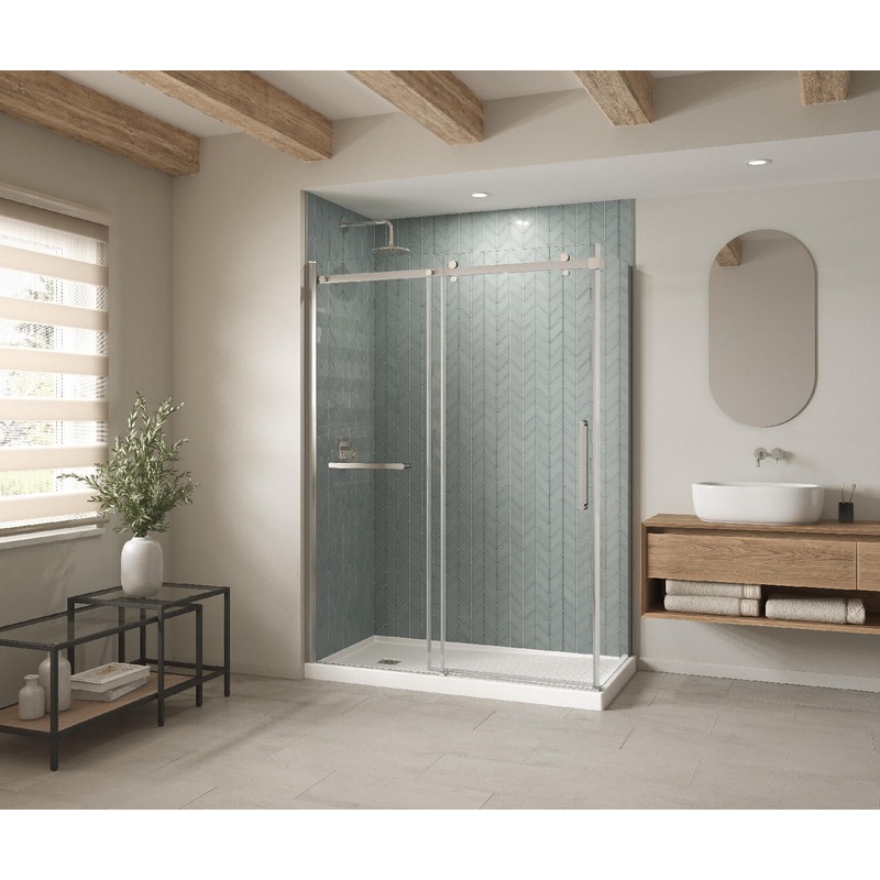 MAAX 420032-542-001-000 B3X 6036 Acrylic Corner Left Shower Base with Anti-slip Bottom with Center Drain in White