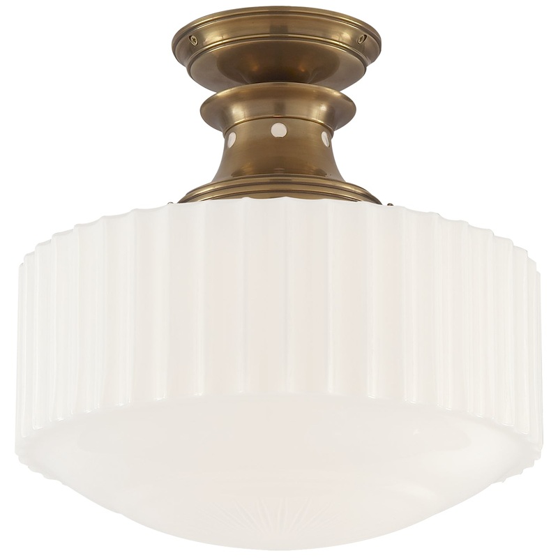 One Light Flush Mount from the Milton Road Collection in Hand-Rubbed Antique Brass Finish by Visual Comfort Signature