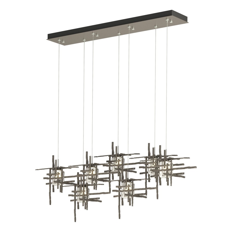 Tura 7-Light Seeded Glass Pendant Dark Smoke