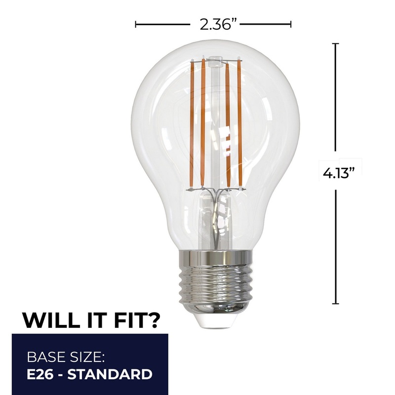 7.60Watt A19 Clear, 800  Lumens, E26 base, 120 Volt Light Bulb by Bulbrite