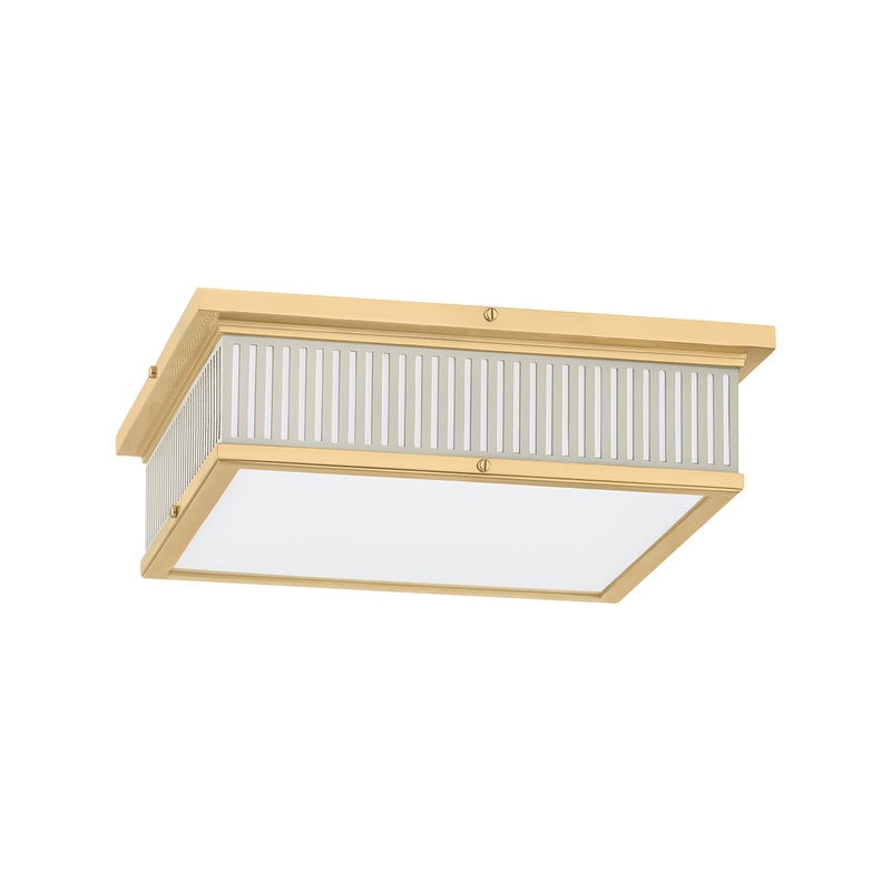 Ashdown 1-Light LED Flush Mount Aged Brass/Off-White