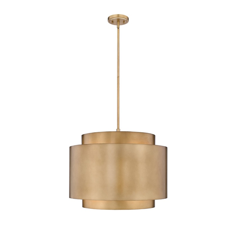 Four Light Pendant from the Harlech Collection in Rubbed Brass Finish by Z-Lite