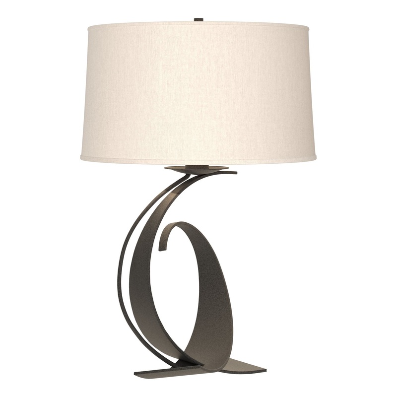 Fullered Impressions Large Table Lamp Natural Iron Flax Shade (SE)