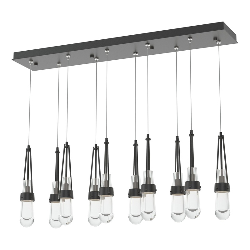 Link 10-Light Clear Glass Pendant Black