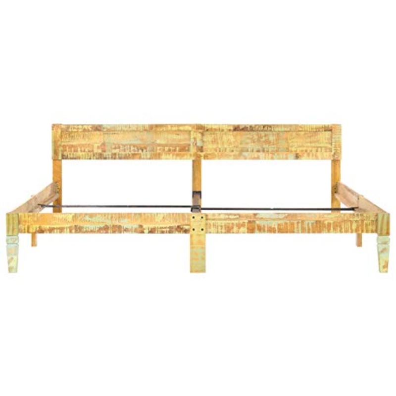 Montloxs Pratico giroletto in Legno massello di Recupero per Camera da Letto, Famiglia in Stile Moderno giroletto in Legno massello di Recupero 205 x 205 x 73 cm – Supporto Struttura in Acciaio