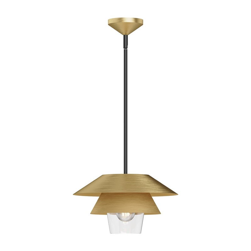One Light Pendant from the Tetsu Collection in Brushed Gold/Clear Glass|Matte Black/Clear Glass Finish by Alora