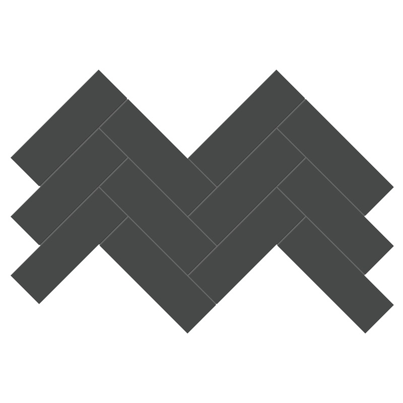 2″ x 6″ Soho Retro Black Glossy Herringbone Porcelain Mosaics. 1 Sheet = .95 Sq. Ft.