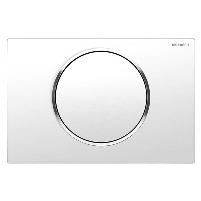 Actuator Plate Sigma10 Single Flush White with Polished Chrome Accent Built in Stop-and-Go Flush Plastic for Sigma Concealed Tanks 2×6 and 2×4 Installations