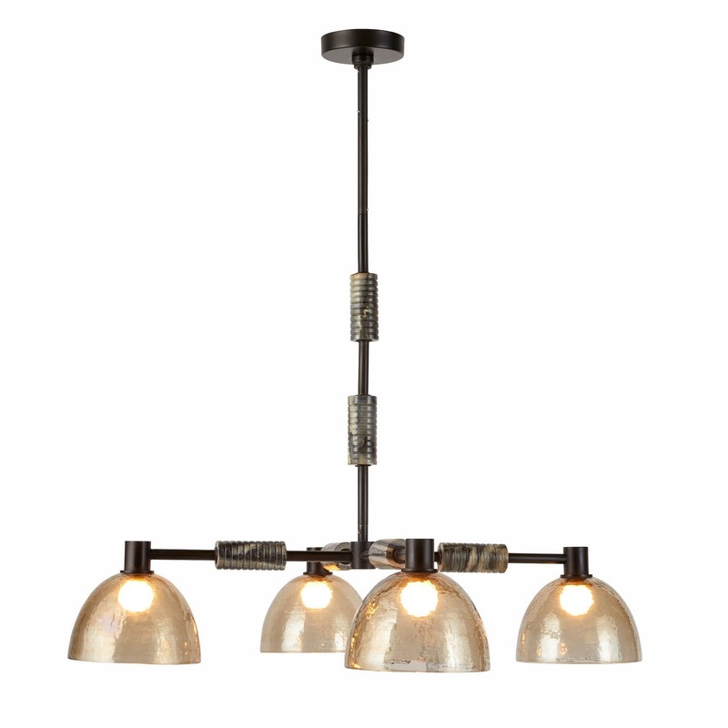 Arteriors DMI13 Eli Four Light Chandelier Blackened Iron/Smoke/Black