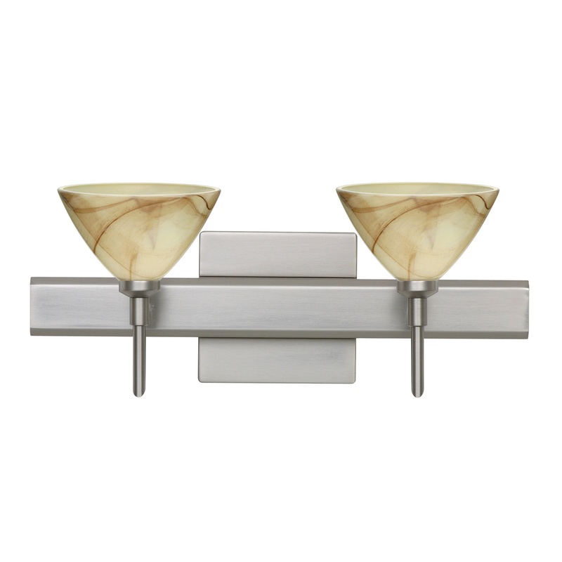 Besa 2SW-174383-SN-SQ Domi Two Light Wall Sconce Satin Nickel