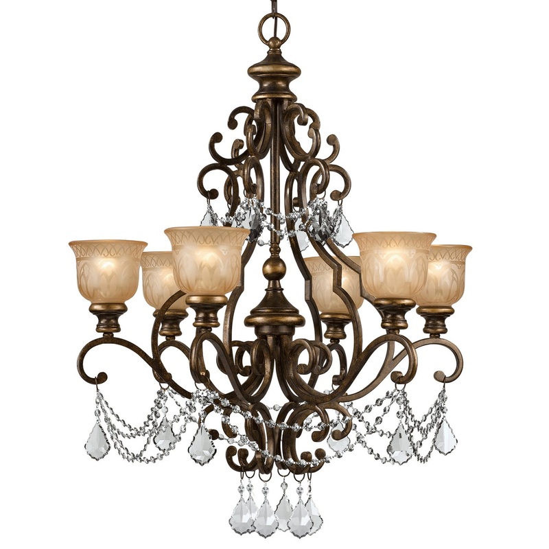 Crystorama 7516-BU-CL-S Norwalk Six Light Chandelier Bronze Umber