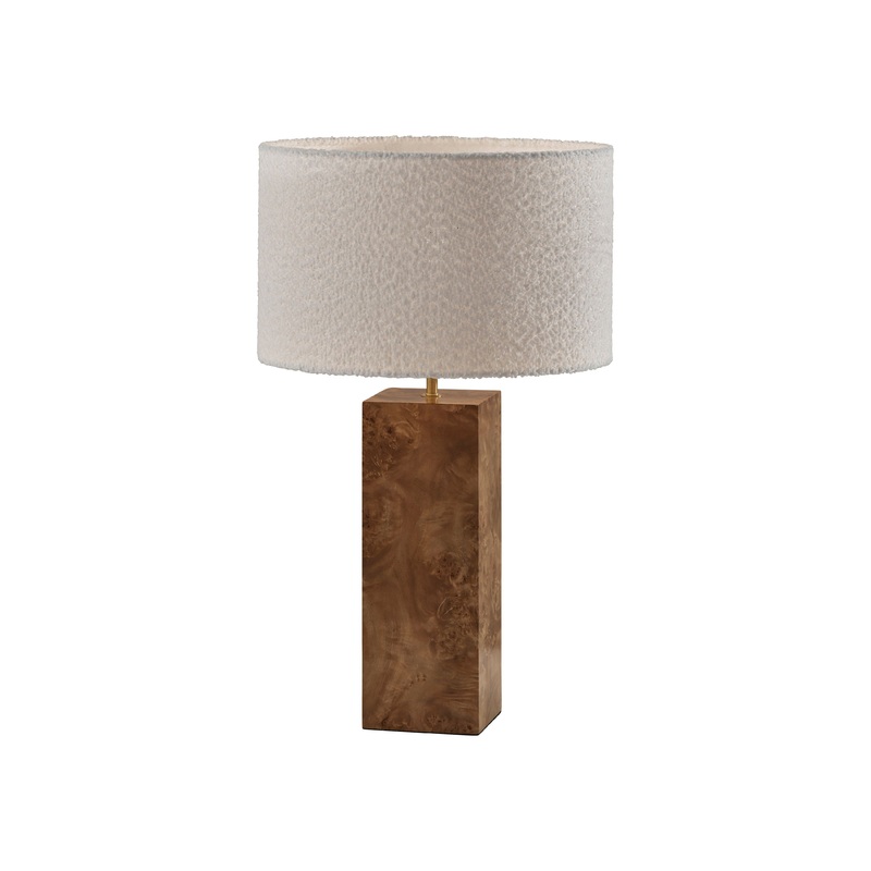 Frederick Table Lamp Burled Wood with Antique Brass Accent