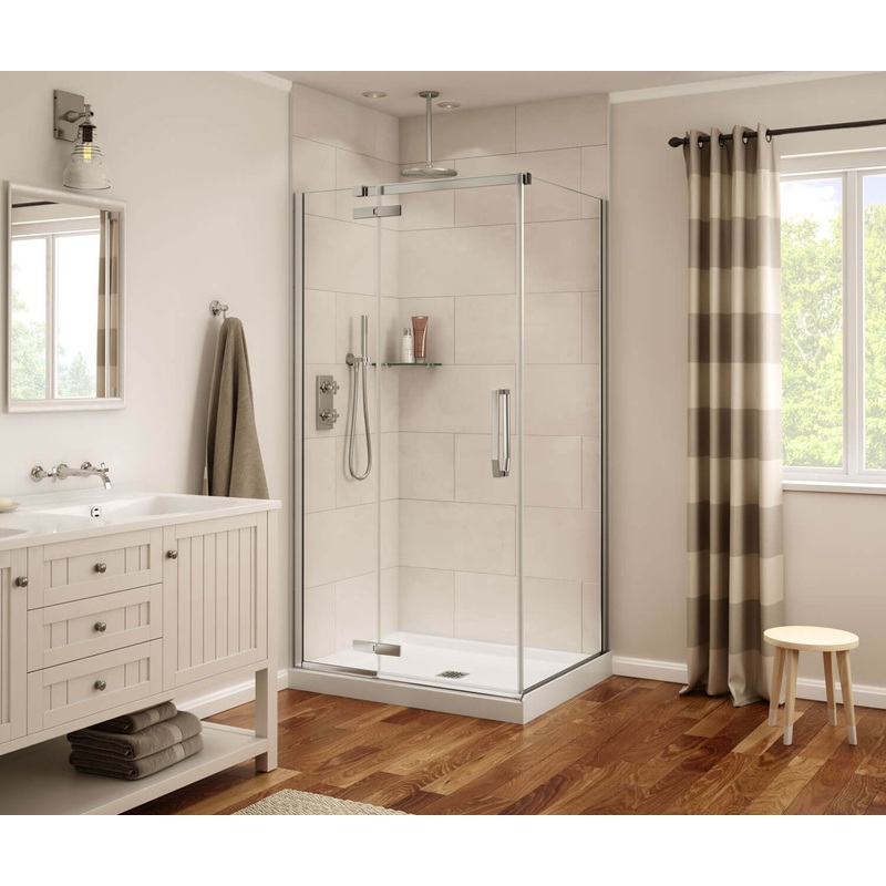 MAAX 139330-900-084-000 Davana Rectangular 42 x 34 x 75 in. 8mm Pivot Shower Door for Corner Installation with Clear glass in Chrome