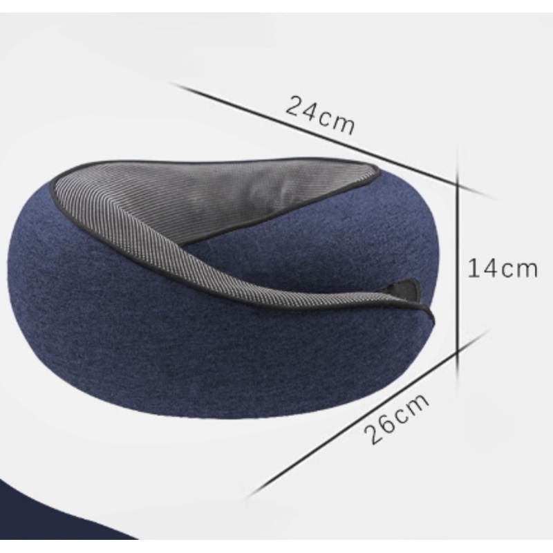 Navy Blue Ergonomic Memory Foam Travel Neck Pillow – U-Shaped Support for Naps & Journeys