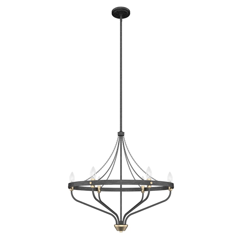 Six Light Chandelier from the Merlin Collection in Noble Bronze Finish by Hunter