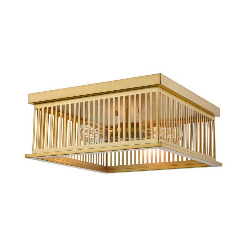 Three Light Flush Mount from the Camellia Collection in Brass Finish by Z-Lite