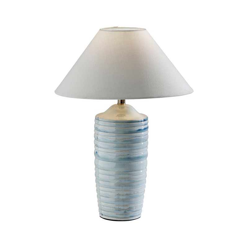 Catalina Table Lamp Light Blue Ribbed Ceramic