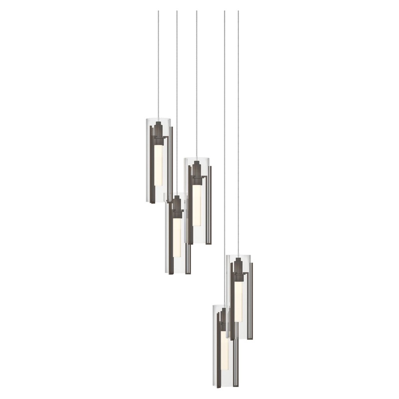 Exos Glass 5-Light Pendant Bronze Clear Glass (ZM)