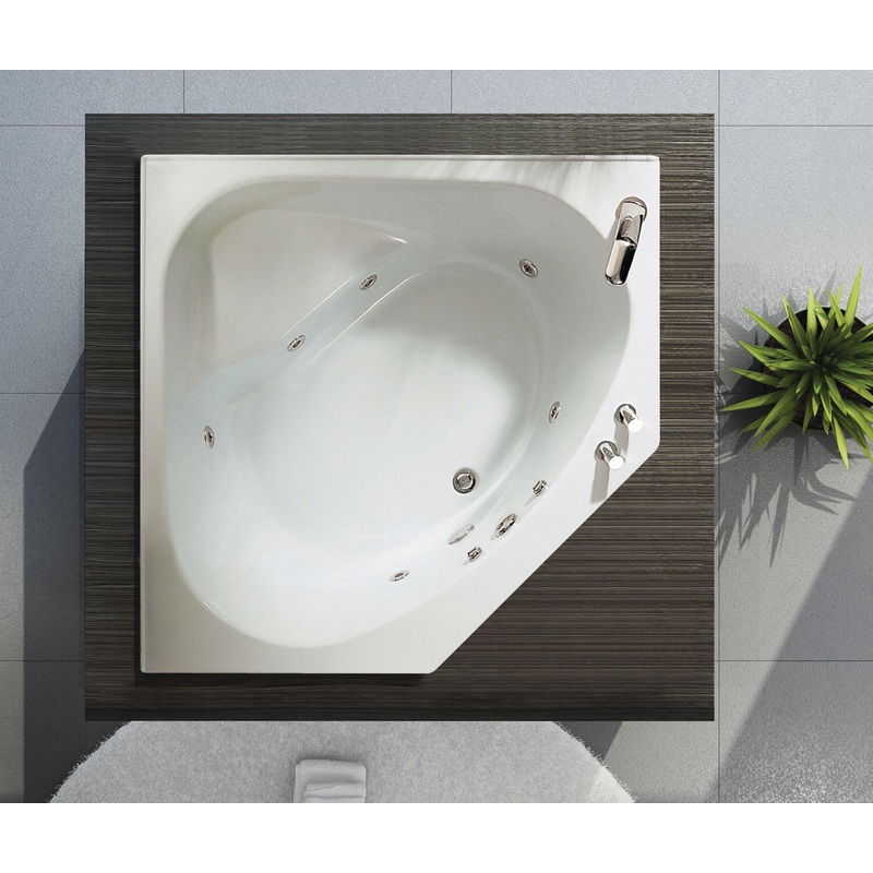 MAAX 100875-097-001 Tandem 5454 Acrylic Corner Center Drain Combined Whirlpool & Aeroeffect Bathtub in White