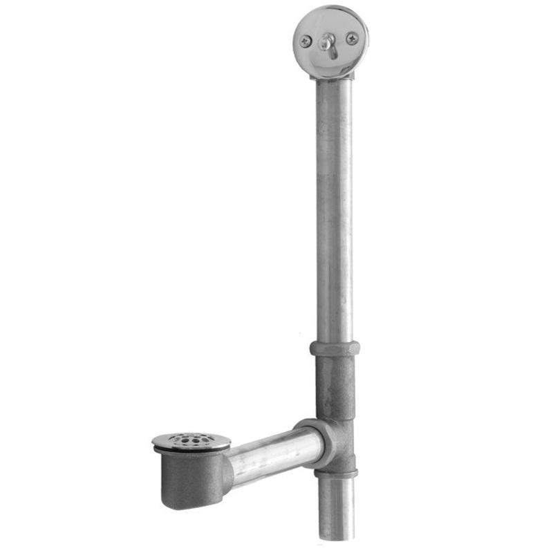 Tub Drain Bottom Outlet Standard Trip Lever Faceplate 2 Hole Waste Fully Polished & Plated Satin Brass Fixed 1-1/2 Inch Brass 10 Inch